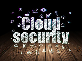 Image showing Cloud networking concept: Cloud Security in grunge dark room