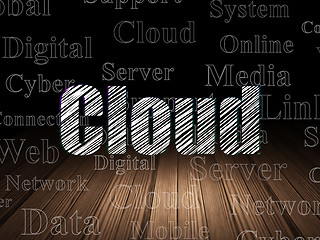 Image showing Cloud networking concept: Cloud in grunge dark room