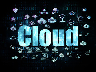 Image showing Cloud networking concept: Cloud on Digital background