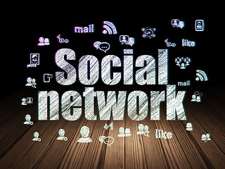 Image showing Social media concept: Social Network in grunge dark room