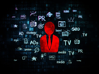 Image showing Advertising concept: Business Man on Digital background