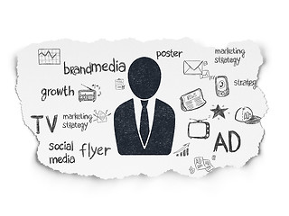 Image showing Marketing concept: Business Man on Torn Paper background