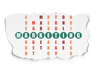 Image showing Advertising concept: word Marketing in solving Crossword Puzzle