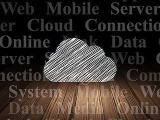 Image showing Cloud computing concept: Cloud in grunge dark room