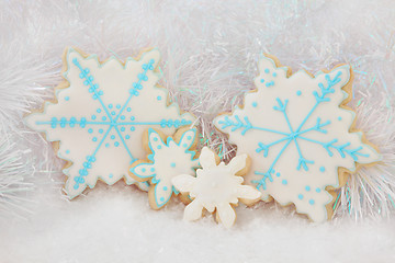 Image showing Gingerbread Snowflake Biscuits