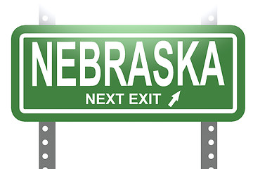 Image showing Nebraska green sign board isolated 