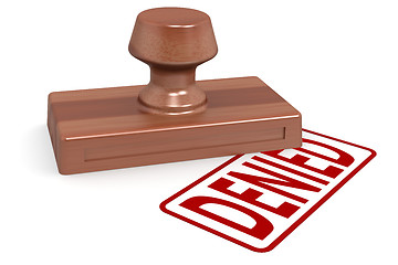 Image showing Wooden stamp denied with red text