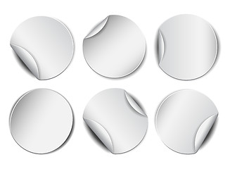 Image showing Set of white round promotional stickers