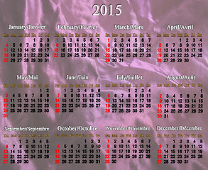 Image showing calendar for 2015 year in English and French