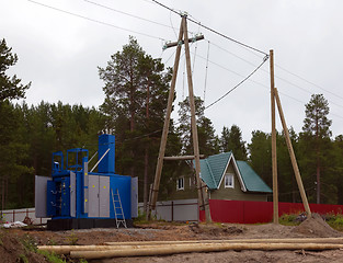 Image showing Construction of transformer substation and transmission line