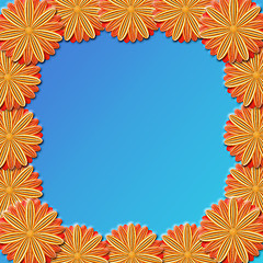 Image showing frame from brown flowers on blue background