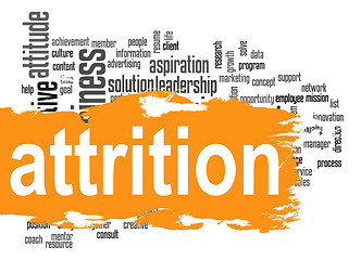 Image showing Attrition word cloud with orange banner