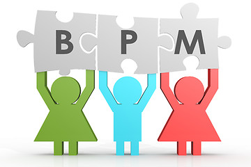 Image showing BPM - Business Process Management puzzle in a line