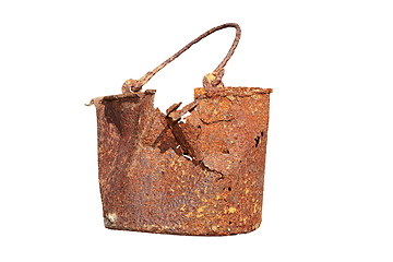 Image showing isolated rusted military mess tin