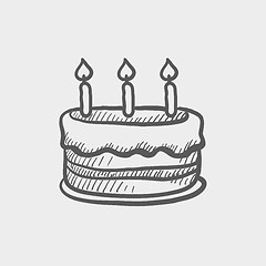 Image showing Birthday cake with candles sketch icon