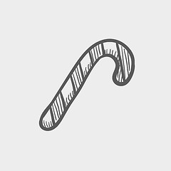 Image showing Candy cane sketch icon