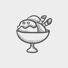 Image showing Ice cream on cup sketch icon