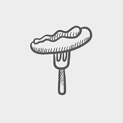 Image showing Hotdog on the fork sketch icon