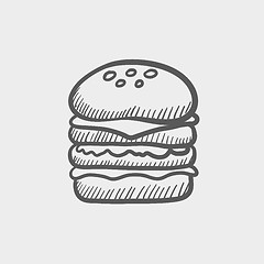 Image showing Double burger sketch icon