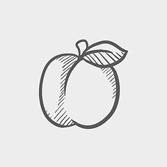 Image showing Plum with leaf sketch icon