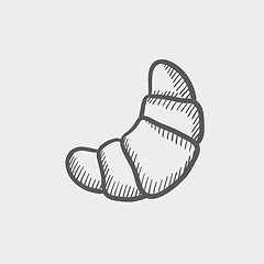 Image showing Delicious bake croissant sketch icon