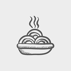 Image showing Hot meal in plate sketch icon