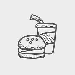 Image showing Fast food meal sketch icon