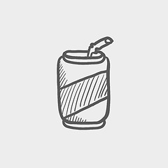 Image showing Soda can with straw sketch icon