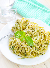 Image showing pasta with pesto