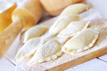 Image showing close-up of raw vareniks, traditional ukrainian food