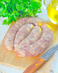 Image showing raw sausages