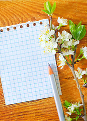 Image showing flowers on wooden background