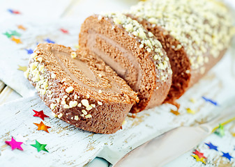 Image showing Sweet roll with chocolate