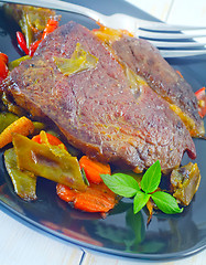 Image showing baked meat with vegetables