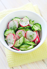 Image showing fresh salad with cucumber and radish