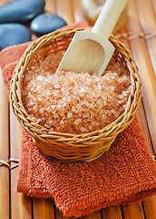 Image showing sea salt and soap