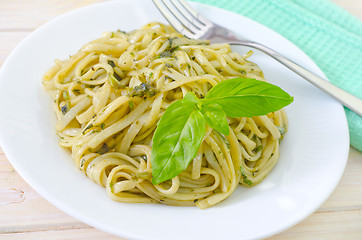 Image showing pasta with pesto