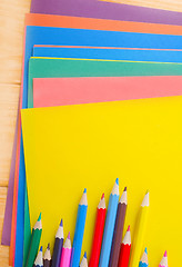 Image showing color paper and pencils