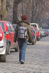 Image showing Backpacker girl