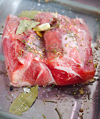 Image showing raw meat with spice