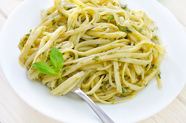 Image showing pasta with pesto