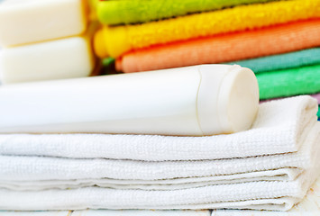 Image showing towels and shampoo