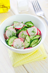 Image showing fresh salad with cucumber and radish