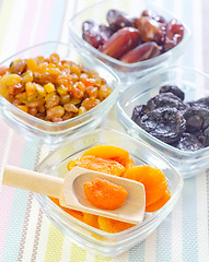 Image showing dried apricots, raisins and dates