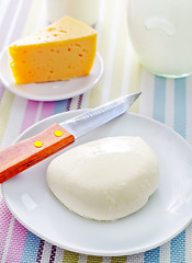 Image showing fresh cheese on the white plate