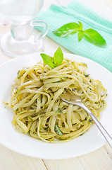 Image showing pasta with pesto