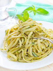 Image showing pasta with pesto