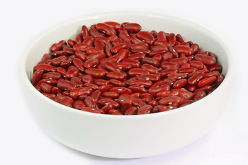 Image showing Red Kidney Beans in a white bowl on bright Background