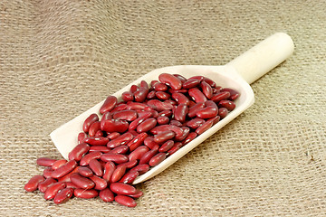 Image showing Red Kidney Beans on a wood Shovel