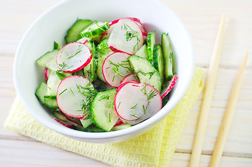 Image showing fresh salad with cucumber and radish